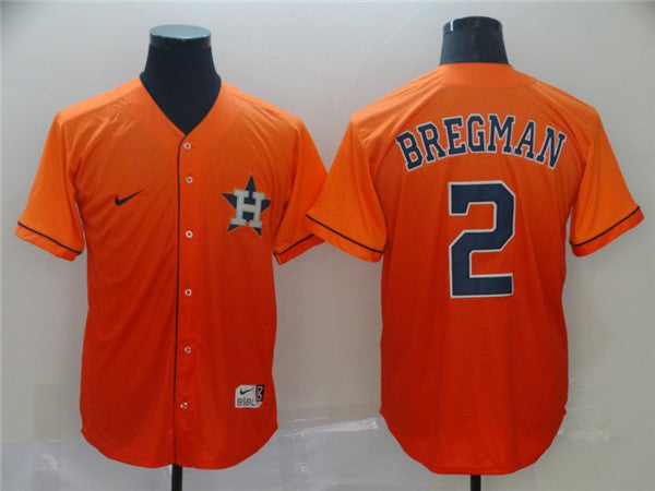Custom Fan-Made Alex Bregman Houston Astros #2 Orange Baseball Jersey