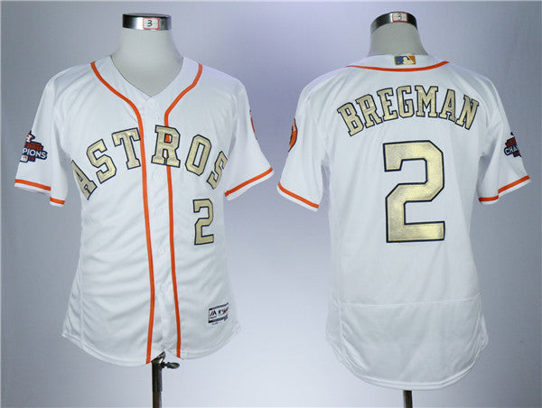 Custom Fan-Made Alex Bregman Houston Astros #2 White 2018 Baseball Jersey