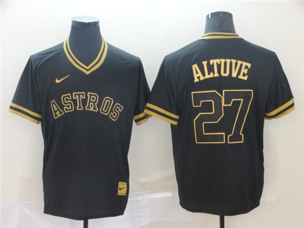 Custom Fan-Made Jose Altuve Houston Astros #27 Black Baseball Jersey