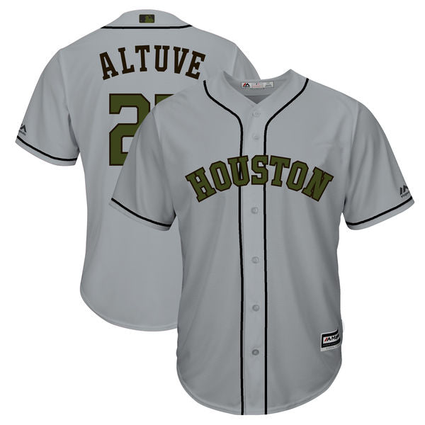 Custom Fan-Made Jose Altuve Houston Astros #27 Grey 2018 Baseball Jersey