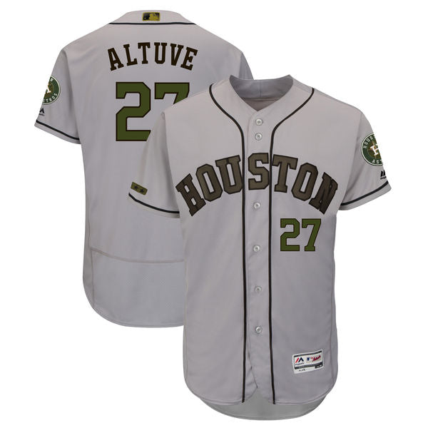 Custom Fan-Made Jose Altuve Houston Astros #27 Grey 2018 Baseball Jersey
