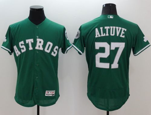 Custom Fan-Made Jose Altuve Celtic Houston Astros #27 Green Baseball Jersey
