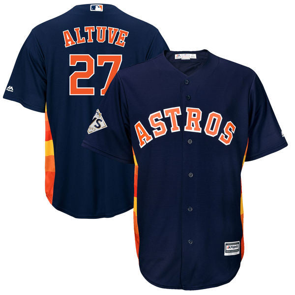Custom Fan-Made Jose Altuve Bound Houston Astros #27 Navy 2017 Baseball Jersey