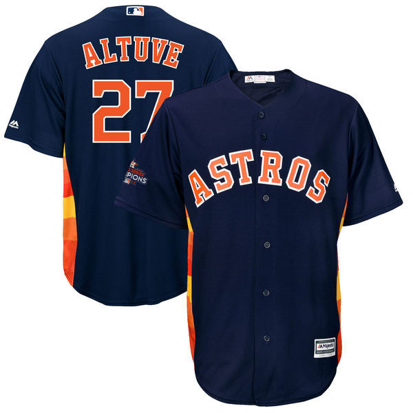 Custom Fan-Made Jose Altuve Houston Astros #27 Navy 2017 Baseball Jersey