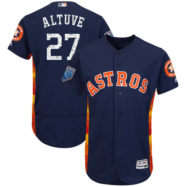 Custom Fan-Made Jose Altuve Spring Training Houston Astros #27 Navy 2018 Baseball Jersey