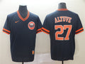 Custom Fan-Made Jose Altuve Houston Astros #27 Navy Throwback Baseball Jersey