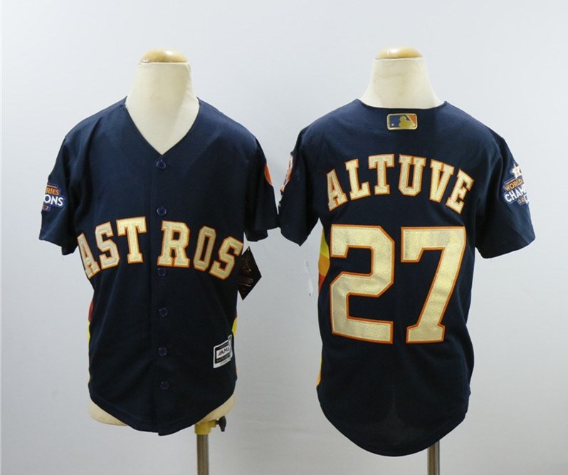 Custom Fan-Made Jose Altuve Houston Astros #27 Navy 2018 Baseball Jersey