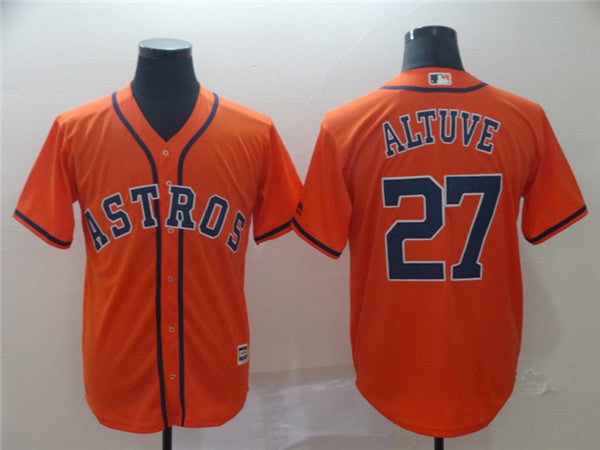 Custom Fan-Made Jose Altuve Houston Astros #27 Orange Baseball Jersey