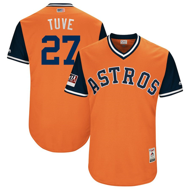 Custom Fan-Made Jose Altuve Tuve Houston Astros #27 Orange 2018 Baseball Jersey