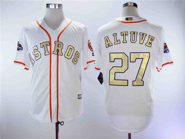 Custom Fan-Made Jose Altuve Houston Astros #27 White 2018 Baseball Jersey