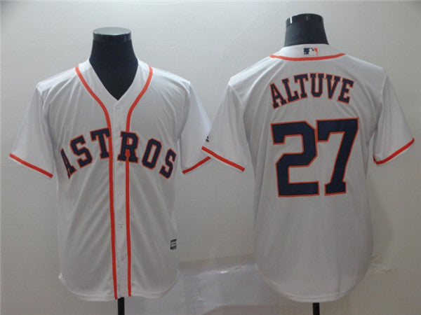 Custom Fan-Made Jose Altuve Houston Astros #27 White Baseball Jersey
