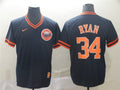 Custom Fan-Made Nolan Ryan Houston Astros #34 Navy Throwback Baseball Jersey