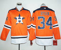 Custom Fan-Made Nolan Ryan Long Houston Astros #34 Orange Baseball Jersey