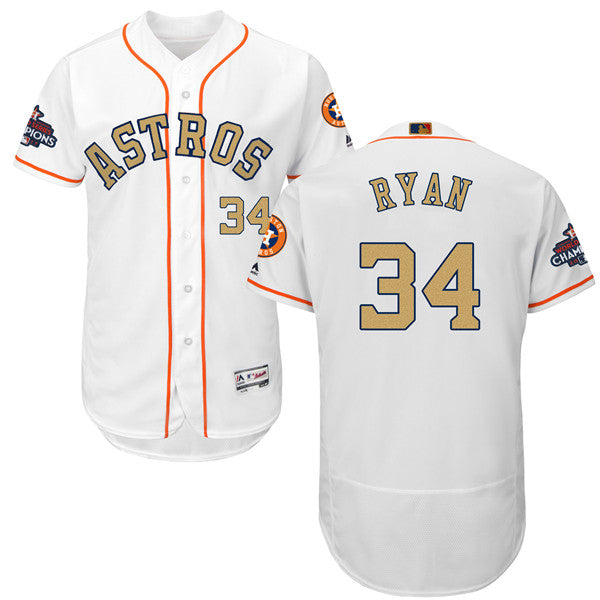 Custom Fan-Made Nolan Ryan Houston Astros #34 White 2018 Baseball Jersey