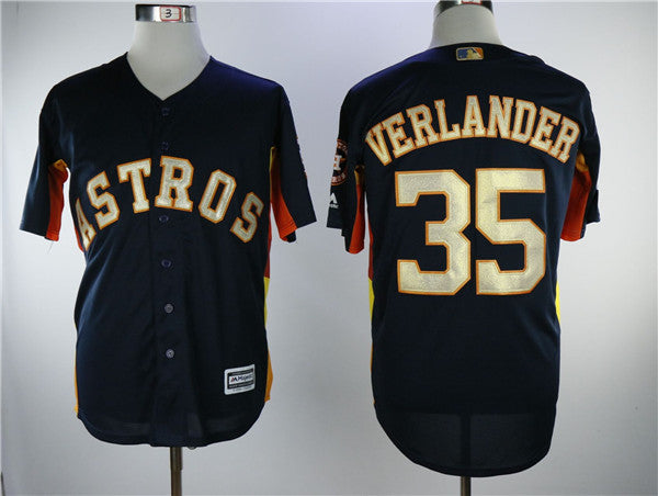 Custom Fan-Made Justin Verlander Houston Astros #35 Navy 2018 Baseball Jersey