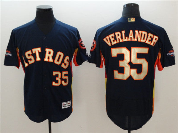 Custom Fan-Made Justin Verlander Houston Astros #35 Navy 2018 Baseball Jersey