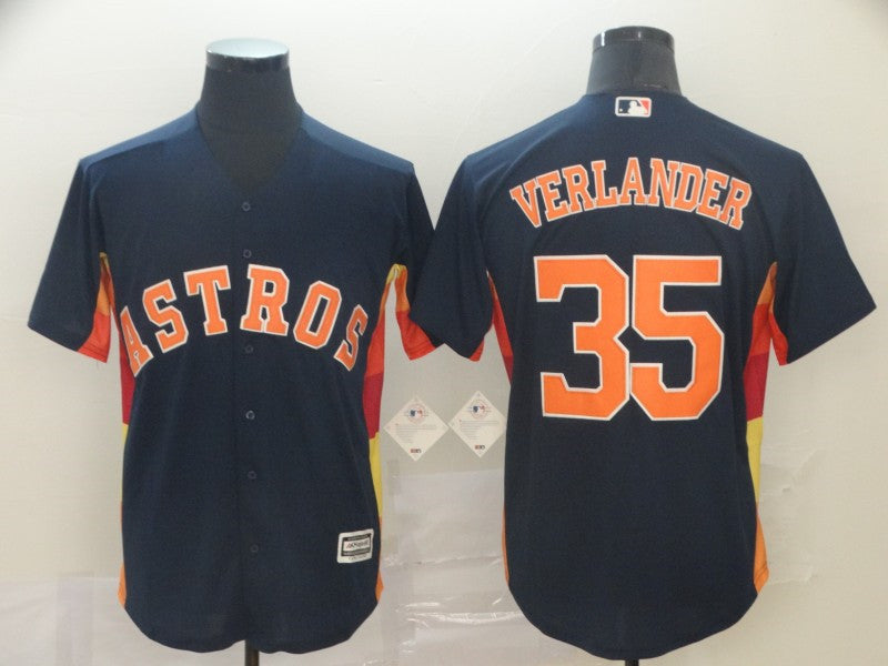 Custom Fan-Made Justin Verlander Houston Astros #35 Navy Baseball Jersey