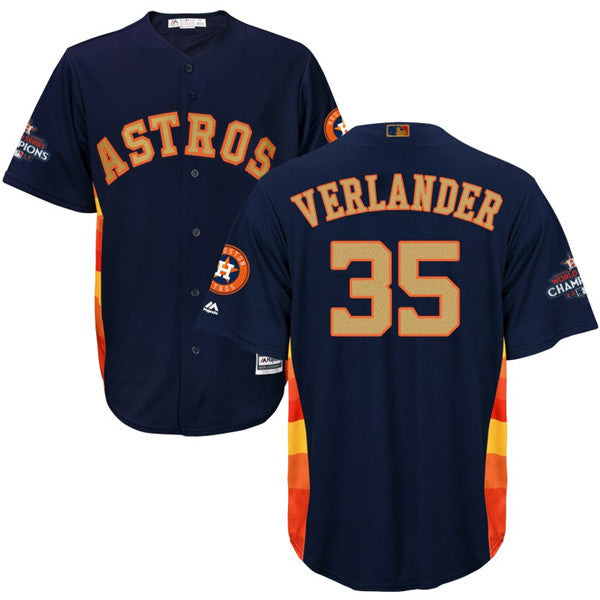 Custom Fan-Made Justin Verlander Houston Astros #35 Navy 2018 Baseball Jersey