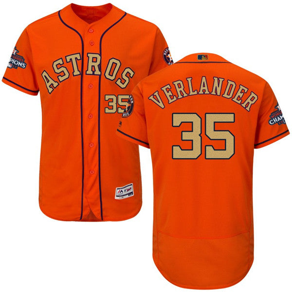 Custom Fan-Made Justin Verlander Houston Astros #35 Orange 2018 Baseball Jersey