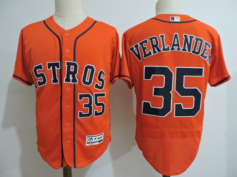 Custom Fan-Made Justin Verlander Houston Astros #35 Orange Baseball Jersey