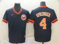 Custom Fan-Made George Springer Houston Astros #4 Black Throwback Baseball Jersey