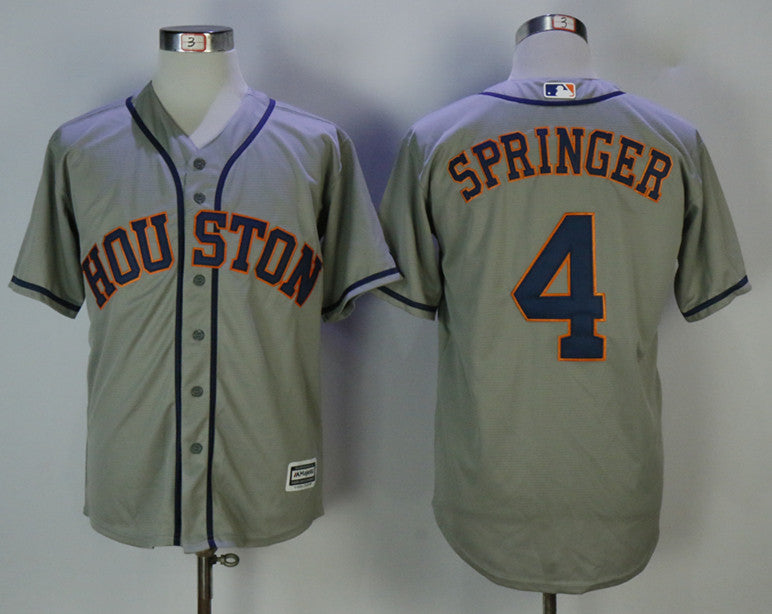 Custom Fan-Made George Springer Houston Astros #4 Grey Baseball Jersey