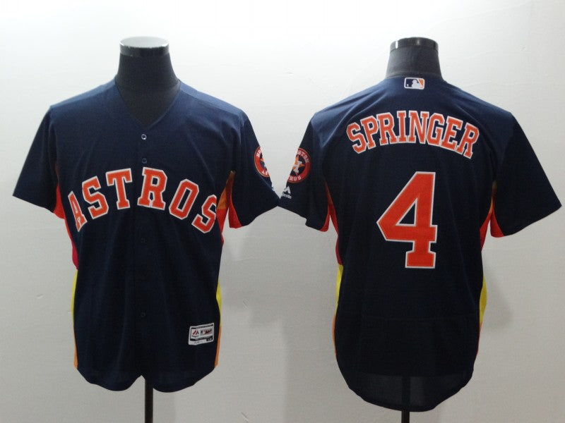 Custom Fan-Made George Springer Houston Astros #4 Navy Baseball Jersey