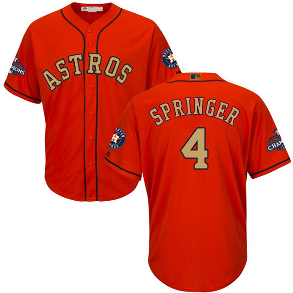 Custom Fan-Made George Springer Houston Astros #4 Orange 2018 Baseball Jersey