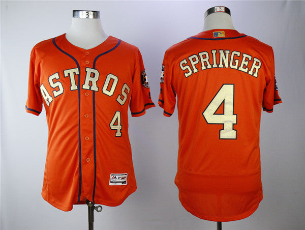 Custom Fan-Made George Springer Houston Astros #4 Orange 2018 Baseball Jersey