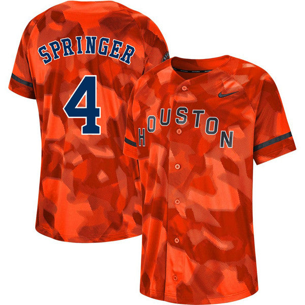 Custom Fan-Made George Springer Camo Houston Astros #4 Orange Baseball Jersey