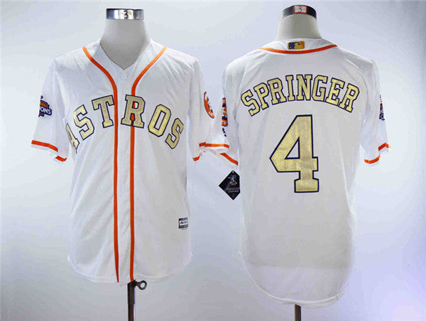 Custom Fan-Made George Springer Houston Astros #4 White 2018 Baseball Jersey