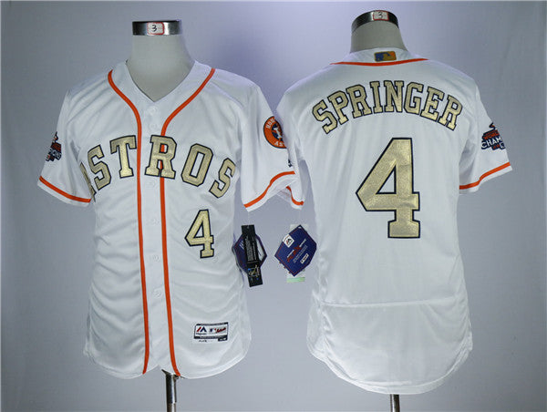 Custom Fan-Made George Springer Houston Astros #4 White 2018 Baseball Jersey