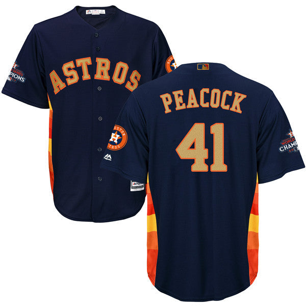 Custom Fan-Made Brad Peacock Houston Astros #41 Navy 2018 Baseball Jersey