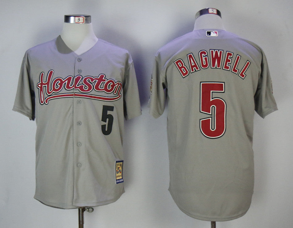 Custom Fan-Made Jeff Bagwell Houston Astros #5 Grey Baseball Jersey