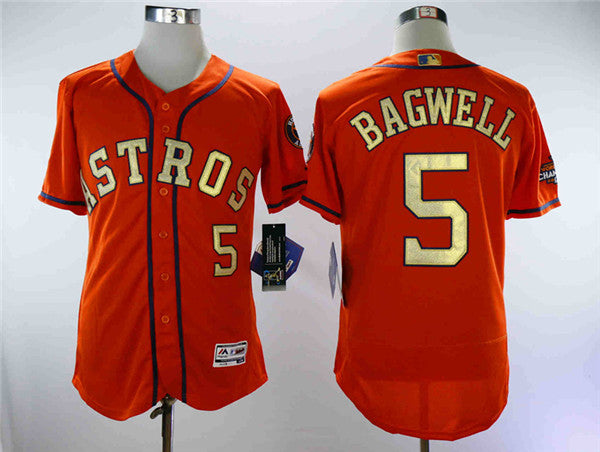 Custom Fan-Made Jeff Bagwell Houston Astros #5 Orange 2018 Baseball Jersey