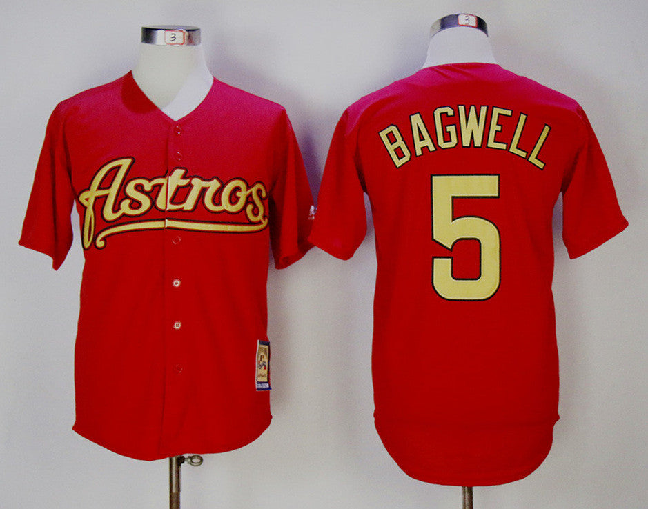 Custom Fan-Made Jeff Bagwell Houston Astros #5 Red Baseball Jersey