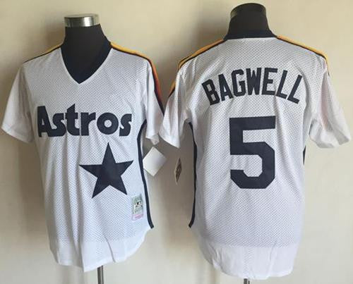 Custom Fan-Made Jeff Bagwell Houston Astros #5 White Baseball Jersey