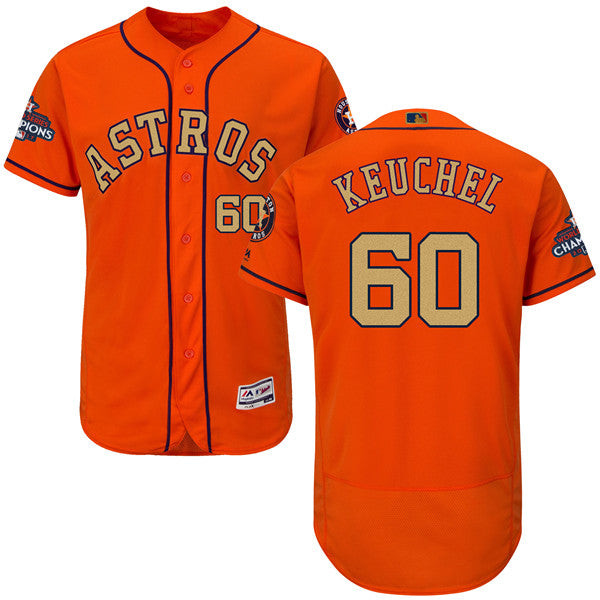 Custom Fan-Made Dallas Keuchel Houston Astros #60 Orange 2018 Baseball Jersey