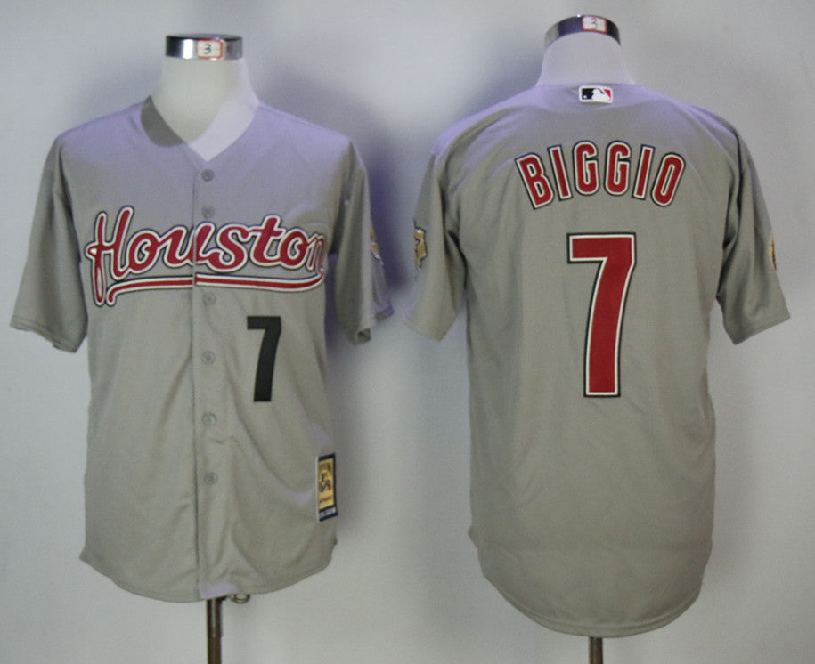 Custom Fan-Made Craig Biggio Houston Astros #7 Grey Baseball Jersey