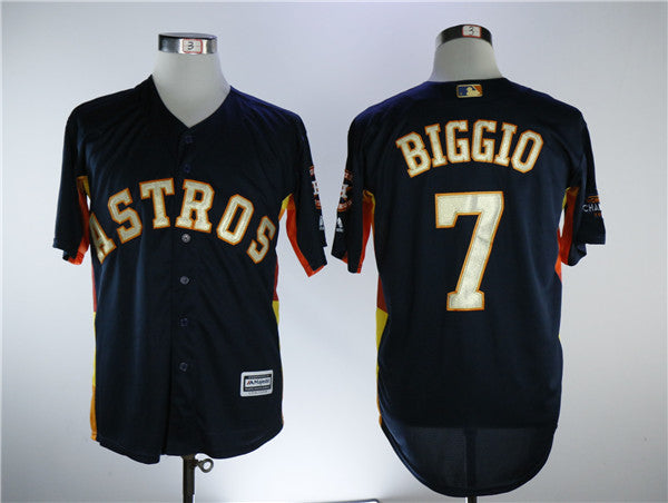 Custom Fan-Made Craig Biggio Houston Astros #7 Navy 2018 Baseball Jersey