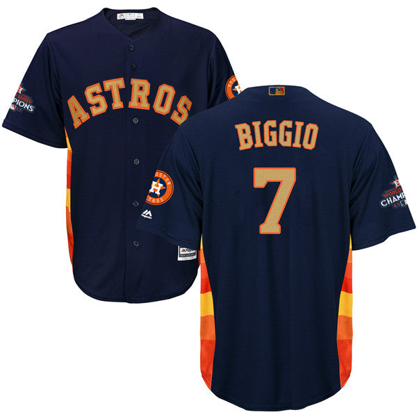Custom Fan-Made Craig Biggio Houston Astros #7 Navy Baseball Jersey