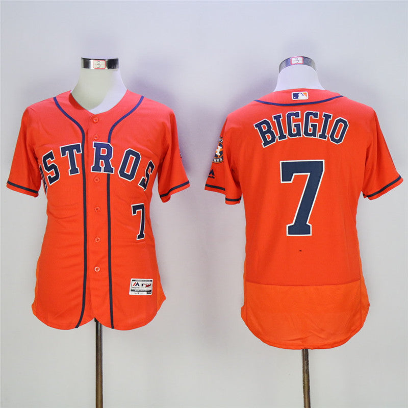 Custom Fan-Made Craig Biggio Houston Astros #7 Orange Baseball Jersey