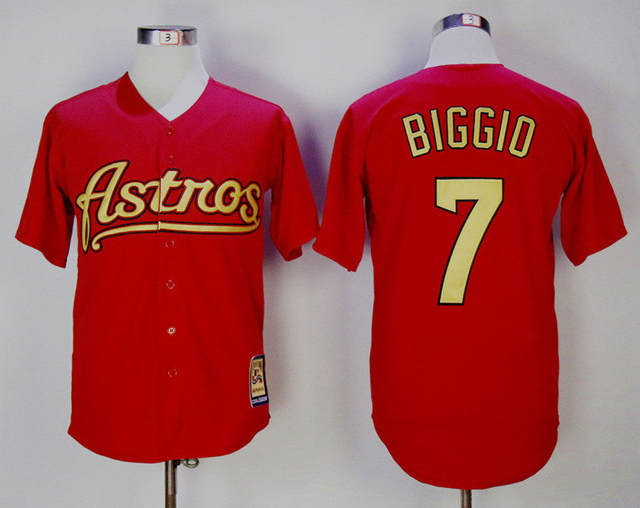 Custom Fan-Made Craig Biggio Houston Astros #7 Red Baseball Jersey