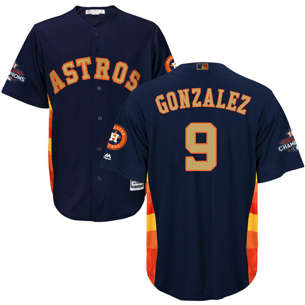 Custom Fan-Made Marwin Gonzalez Houston Astros #9 Navy 2018 Baseball Jersey