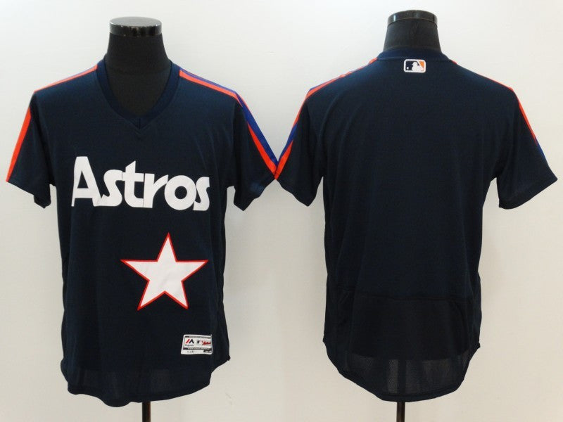 Custom Fan-Made Navy Throwback Houston Astros Baseball Jersey Houston Astros Navy Throwback Baseball Jersey