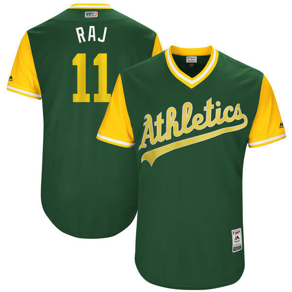 Custom Fan-Made Rajai Davis Raj Oakland Athletics #11 Green 2017 Baseball Jersey