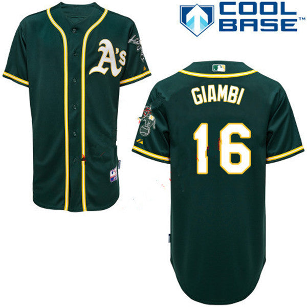 Custom Fan-Made Jason Giambi Oakland Athletics #16 Green Baseball Jersey