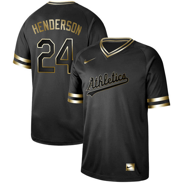 Custom Fan-Made Rickey Henderson Oakland Athletics #24 Black Baseball Jersey