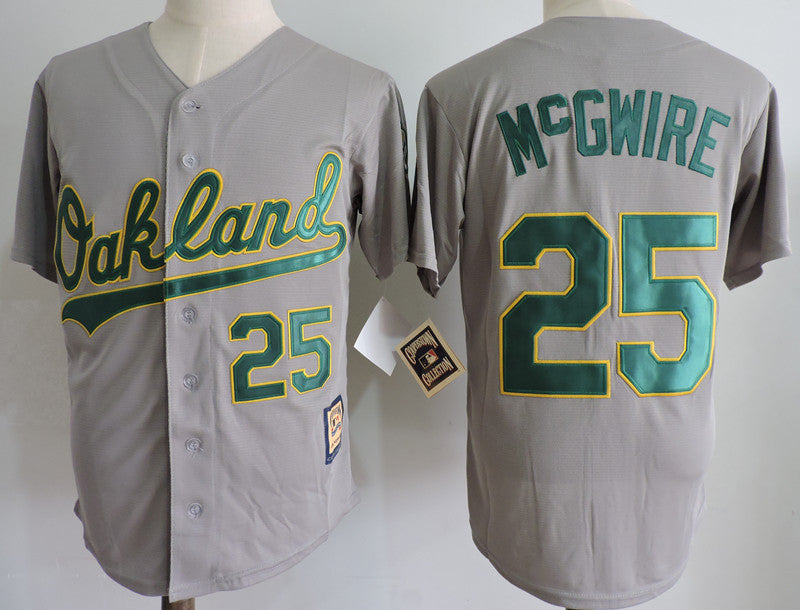 Custom Fan-Made Mark McGwire Oakland Athletics #25 Grey Baseball Jersey