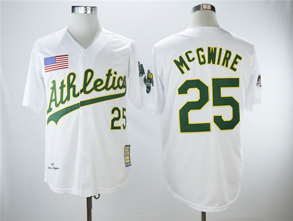 Custom Fan-Made Mark McGwire Oakland Athletics #25 White 1989 Throwback Baseball Jersey